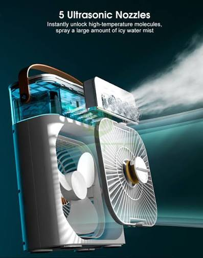5 ultrasonic nozzles spraying icy water mist